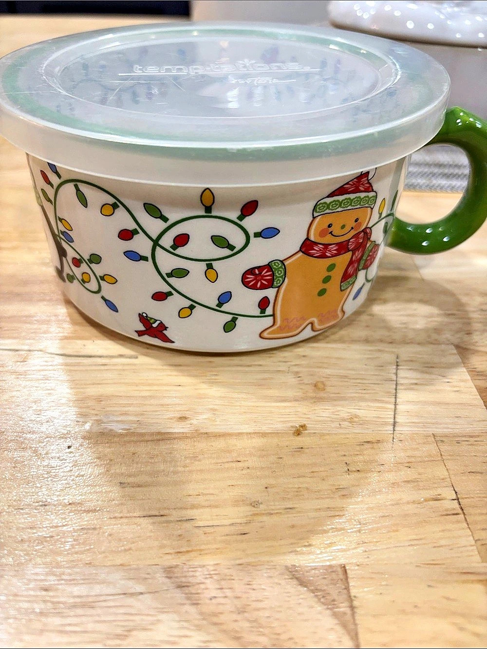 Temp-tations Winter Whimsy Handled Soup / Cereal Bowl with Plastic Lid Holiday